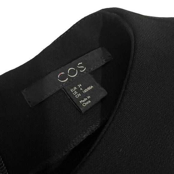 COS Tunic Blouse Small Black 3/4 sleeve hi low Size 4 - Picture 3 of 12